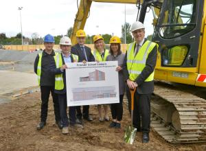 Education Minister pictured with the principal of Friends' School Lisburn